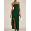 imagePRETTYGARDEN Womens Ruched Bodycon Dresses 2025 Summer Off Shoulder Asymmetrical High Split Elegant Cocktail Party DressDark Green