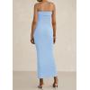 imagePRETTYGARDEN Womens Ruched Bodycon Dresses 2025 Summer Off Shoulder Asymmetrical High Split Elegant Cocktail Party DressLight Blue