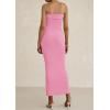 imagePRETTYGARDEN Womens Ruched Bodycon Dresses 2025 Summer Off Shoulder Asymmetrical High Split Elegant Cocktail Party DressPink
