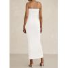 imagePRETTYGARDEN Womens Ruched Bodycon Dresses 2025 Summer Off Shoulder Asymmetrical High Split Elegant Cocktail Party DressWhite