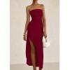 imagePRETTYGARDEN Womens Ruched Bodycon Dresses 2025 Summer Off Shoulder Asymmetrical High Split Elegant Cocktail Party DressWine Red