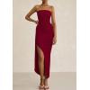 imagePRETTYGARDEN Womens Ruched Bodycon Dresses 2025 Summer Off Shoulder Asymmetrical High Split Elegant Cocktail Party DressWine Red