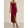 imagePRETTYGARDEN Womens Ruched Bodycon Dresses 2025 Summer Off Shoulder Asymmetrical High Split Elegant Cocktail Party DressWine Red