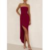 imagePRETTYGARDEN Womens Ruched Bodycon Dresses 2025 Summer Off Shoulder Asymmetrical High Split Elegant Cocktail Party DressWine Red