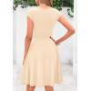 imagePRETTYGARDEN Womens Short Summer Dress 2025 Crewneck Cap Sleeve Ribbed Knit Casual Flowy A Line Mini Sundresses with PocketsApricot