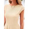 imagePRETTYGARDEN Womens Short Summer Dress 2025 Crewneck Cap Sleeve Ribbed Knit Casual Flowy A Line Mini Sundresses with PocketsApricot