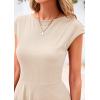imagePRETTYGARDEN Womens Short Summer Dress 2025 Crewneck Cap Sleeve Ribbed Knit Casual Flowy A Line Mini Sundresses with PocketsApricot Pink