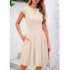 imagePRETTYGARDEN Womens Short Summer Dress 2025 Crewneck Cap Sleeve Ribbed Knit Casual Flowy A Line Mini Sundresses with PocketsApricot Pink