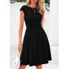 imagePRETTYGARDEN Womens Short Summer Dress 2025 Crewneck Cap Sleeve Ribbed Knit Casual Flowy A Line Mini Sundresses with PocketsBlack