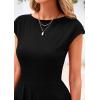 imagePRETTYGARDEN Womens Short Summer Dress 2025 Crewneck Cap Sleeve Ribbed Knit Casual Flowy A Line Mini Sundresses with PocketsBlack