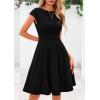 imagePRETTYGARDEN Womens Short Summer Dress 2025 Crewneck Cap Sleeve Ribbed Knit Casual Flowy A Line Mini Sundresses with PocketsBlack