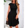 imagePRETTYGARDEN Womens Short Summer Dress 2025 Crewneck Cap Sleeve Ribbed Knit Casual Flowy A Line Mini Sundresses with PocketsBlack