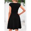 imagePRETTYGARDEN Womens Short Summer Dress 2025 Crewneck Cap Sleeve Ribbed Knit Casual Flowy A Line Mini Sundresses with PocketsBlack