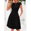 imagePRETTYGARDEN Womens Short Summer Dress 2025 Crewneck Cap Sleeve Ribbed Knit Casual Flowy A Line Mini Sundresses with PocketsBlack