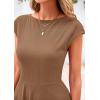 imagePRETTYGARDEN Womens Short Summer Dress 2025 Crewneck Cap Sleeve Ribbed Knit Casual Flowy A Line Mini Sundresses with PocketsBrown