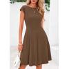 imagePRETTYGARDEN Womens Short Summer Dress 2025 Crewneck Cap Sleeve Ribbed Knit Casual Flowy A Line Mini Sundresses with PocketsCoffee