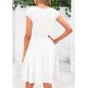 imagePRETTYGARDEN Womens Short Summer Dress 2025 Crewneck Cap Sleeve Ribbed Knit Casual Flowy A Line Mini Sundresses with PocketsWhite