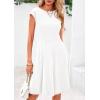 imagePRETTYGARDEN Womens Short Summer Dress 2025 Crewneck Cap Sleeve Ribbed Knit Casual Flowy A Line Mini Sundresses with PocketsWhite
