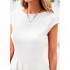 imagePRETTYGARDEN Womens Short Summer Dress 2025 Crewneck Cap Sleeve Ribbed Knit Casual Flowy A Line Mini Sundresses with PocketsWhite