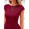 imagePRETTYGARDEN Womens Short Summer Dress 2025 Crewneck Cap Sleeve Ribbed Knit Casual Flowy A Line Mini Sundresses with PocketsWine Red