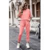 imagePRETTYGARDEN Womens Two Piece Lounge Sets 2025 Spring Summer Jogger Pants Vacation Outfits Travel Airplane Matching ClothesPink