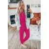 imagePRETTYGARDEN Womens Two Piece Lounge Sets 2025 Spring Summer Jogger Pants Vacation Outfits Travel Airplane Matching ClothesRose Red