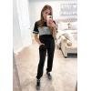 imagePRETTYGARDEN Womens Two Piece Lounge Sets 2025 Spring Summer Jogger Pants Vacation Outfits Travel Airplane Matching ClothesStriped Black