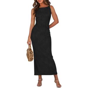 imagePRETTYGARDEN Womens Maxi Dress 2025 Spring Long Wedding Guest Dresses Resort Wear Vacation Casual Bodycon Summer Sun DressesBlack