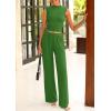 imagePRETTYGARDEN 2 Piece Outfits for Women Summer Matching Lounge Sets Ribbed Knit Crop Tank Tops Wide Leg Pants Travel ClothesGreen