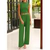 imagePRETTYGARDEN 2 Piece Outfits for Women Summer Matching Lounge Sets Ribbed Knit Crop Tank Tops Wide Leg Pants Travel ClothesGreen