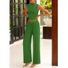 imagePRETTYGARDEN 2 Piece Outfits for Women Summer Matching Lounge Sets Ribbed Knit Crop Tank Tops Wide Leg Pants Travel ClothesGreen