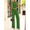 imagePRETTYGARDEN 2 Piece Outfits for Women Summer Matching Lounge Sets Ribbed Knit Crop Tank Tops Wide Leg Pants Travel ClothesGreen