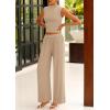 imagePRETTYGARDEN 2 Piece Outfits for Women Summer Matching Lounge Sets Ribbed Knit Crop Tank Tops Wide Leg Pants Travel ClothesKhaki