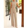 imagePRETTYGARDEN 2 Piece Outfits for Women Summer Matching Lounge Sets Ribbed Knit Crop Tank Tops Wide Leg Pants Travel ClothesKhaki