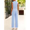 imagePRETTYGARDEN 2 Piece Outfits for Women Summer Matching Lounge Sets Ribbed Knit Crop Tank Tops Wide Leg Pants Travel ClothesLight Blue