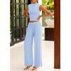 imagePRETTYGARDEN 2 Piece Outfits for Women Summer Matching Lounge Sets Ribbed Knit Crop Tank Tops Wide Leg Pants Travel ClothesLight Blue