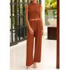 imagePRETTYGARDEN 2 Piece Outfits for Women Summer Matching Lounge Sets Ribbed Knit Crop Tank Tops Wide Leg Pants Travel ClothesOrange Red