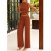 imagePRETTYGARDEN 2 Piece Outfits for Women Summer Matching Lounge Sets Ribbed Knit Crop Tank Tops Wide Leg Pants Travel ClothesOrange Red