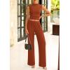 imagePRETTYGARDEN 2 Piece Outfits for Women Summer Matching Lounge Sets Ribbed Knit Crop Tank Tops Wide Leg Pants Travel ClothesOrange Red