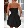 imagePRETTYGARDEN Womens Bubble Mini Dress 2025 Summer Strapless Tube Top Short A Line Sundress Trendy Casual Smocked DressesBlack
