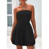 imagePRETTYGARDEN Womens Bubble Mini Dress 2025 Summer Strapless Tube Top Short A Line Sundress Trendy Casual Smocked DressesBlack