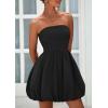 imagePRETTYGARDEN Womens Bubble Mini Dress 2025 Summer Strapless Tube Top Short A Line Sundress Trendy Casual Smocked DressesBlack