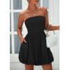 imagePRETTYGARDEN Womens Bubble Mini Dress 2025 Summer Strapless Tube Top Short A Line Sundress Trendy Casual Smocked DressesBlack