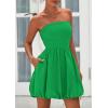 imagePRETTYGARDEN Womens Bubble Mini Dress 2025 Summer Strapless Tube Top Short A Line Sundress Trendy Casual Smocked DressesGreen