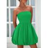 imagePRETTYGARDEN Womens Bubble Mini Dress 2025 Summer Strapless Tube Top Short A Line Sundress Trendy Casual Smocked DressesGreen
