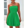 imagePRETTYGARDEN Womens Bubble Mini Dress 2025 Summer Strapless Tube Top Short A Line Sundress Trendy Casual Smocked DressesGreen