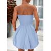 imagePRETTYGARDEN Womens Bubble Mini Dress 2025 Summer Strapless Tube Top Short A Line Sundress Trendy Casual Smocked DressesLight Blue