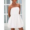 imagePRETTYGARDEN Womens Bubble Mini Dress 2025 Summer Strapless Tube Top Short A Line Sundress Trendy Casual Smocked DressesWhite