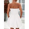 imagePRETTYGARDEN Womens Bubble Mini Dress 2025 Summer Strapless Tube Top Short A Line Sundress Trendy Casual Smocked DressesWhite
