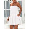 imagePRETTYGARDEN Womens Bubble Mini Dress 2025 Summer Strapless Tube Top Short A Line Sundress Trendy Casual Smocked DressesWhite